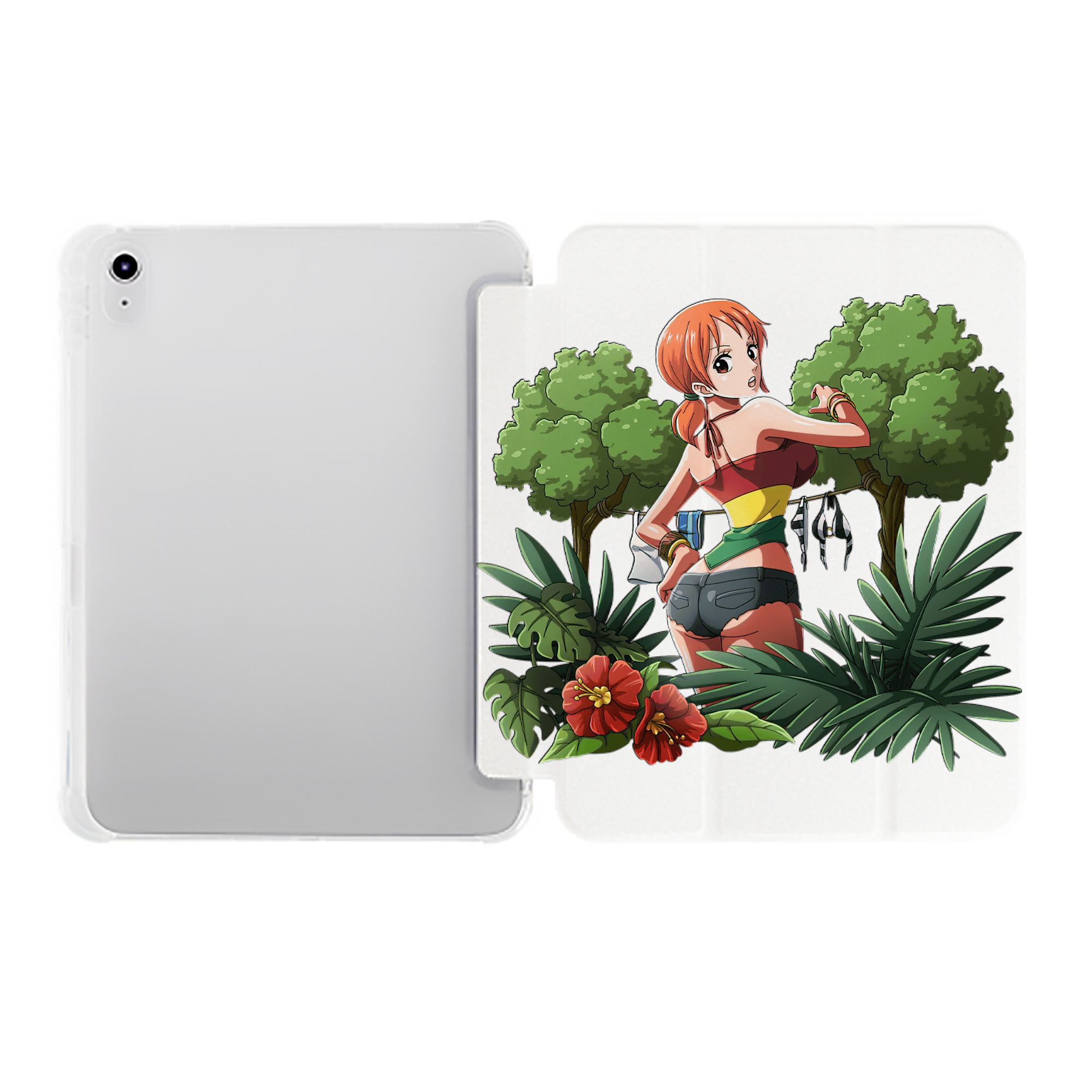 （画像用） ワンピース ナミ ONE PIECE Nami IPad ケース ペン収納付き 三つ折りスタンド PUレザー×シリコン 対応機種9.5/10.5/10.9インチ
